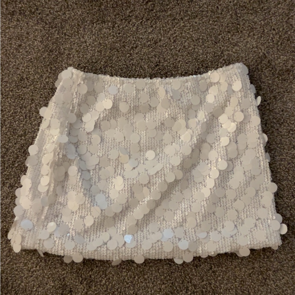 Elegant White Sequin Skirt